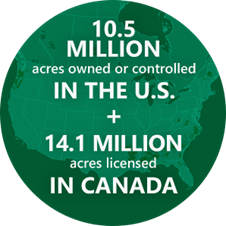 11 million acres plus 14 million in Canada