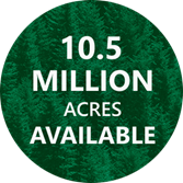 Graphic showing 10.5 million acres available for minerals and aggregates.