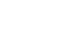 Enviornmental Stewardship logo, showing a white globe on a green circle bordered in white.